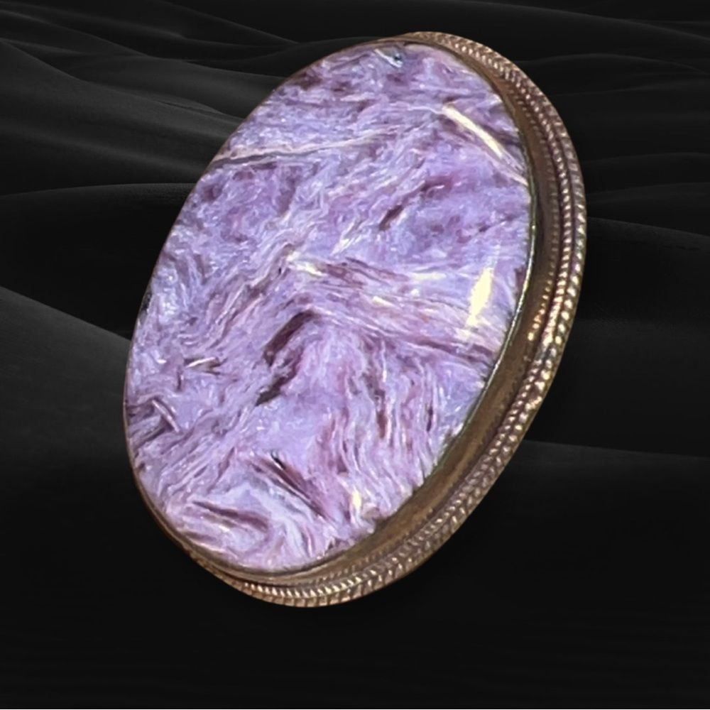 Vintage Charoite Purple and Silver Ring in Stamped 925 SS setting. - Picture 6 of 9